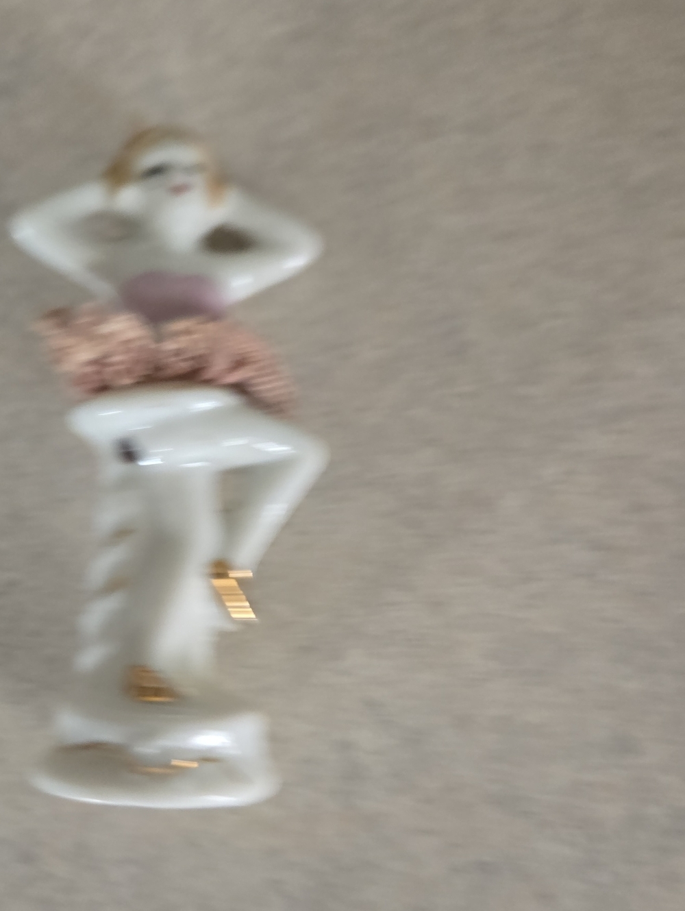 Porcelain Ballerina Figurine in White and Pink